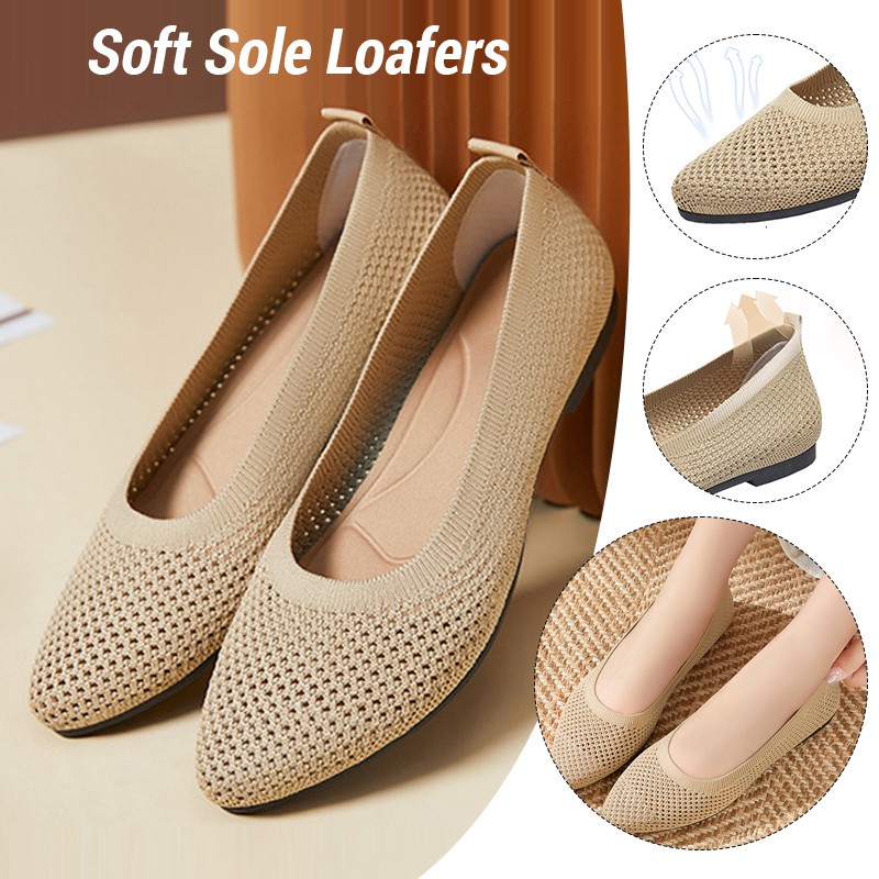 Ballet Flat Women - Femmes chaussures plates mocassins tricotés semelle