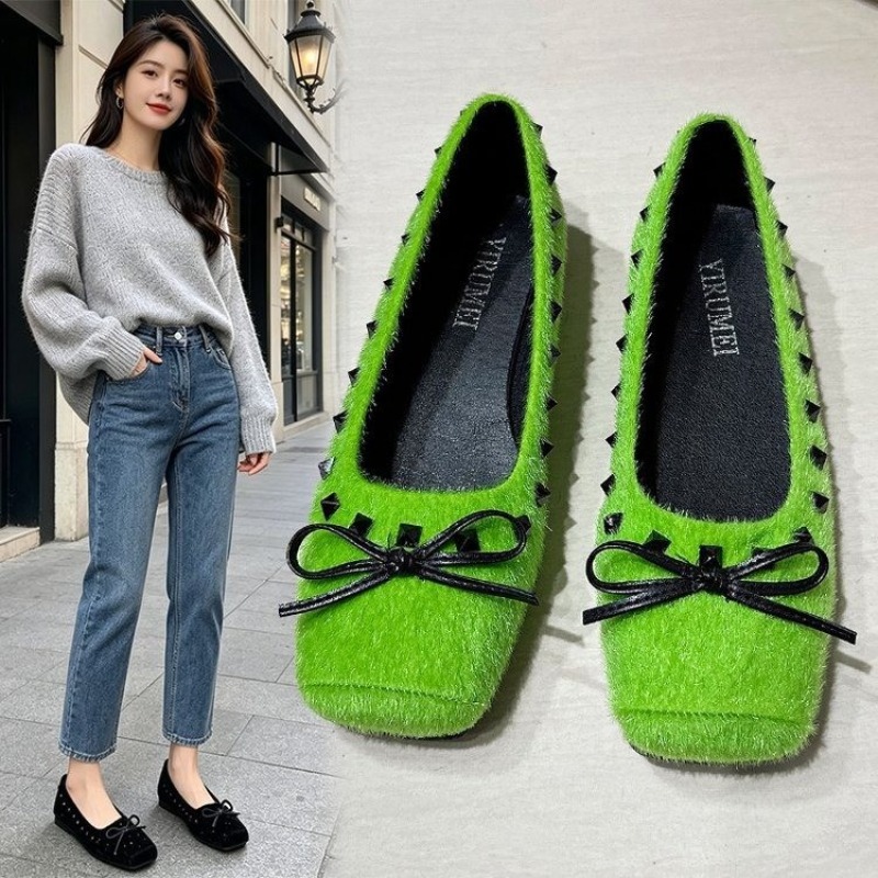 Women Shoes Loafers - Chaussures plates à bout carré de