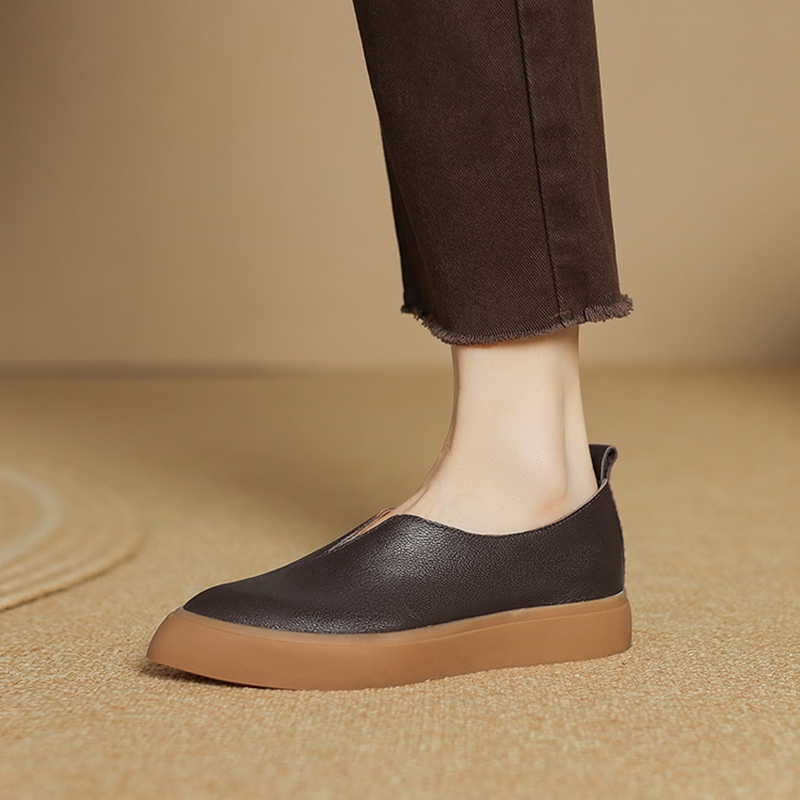 Women Shoes Loafers - Mocassins pointus en cuir véritable pour