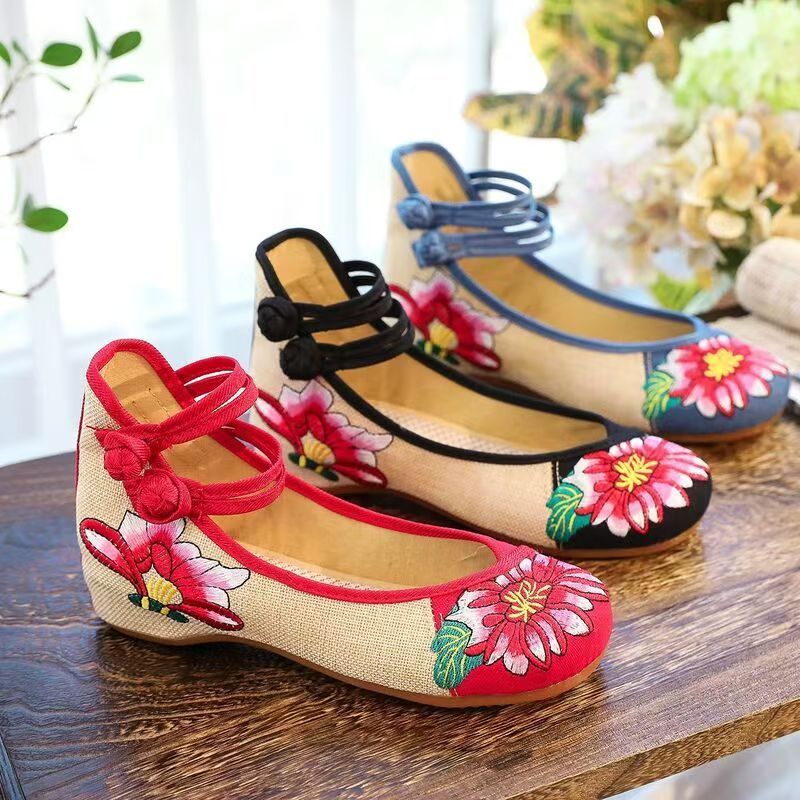 Ballet Flat Women - Chaussures compensées brodées pour femme, nouvelle