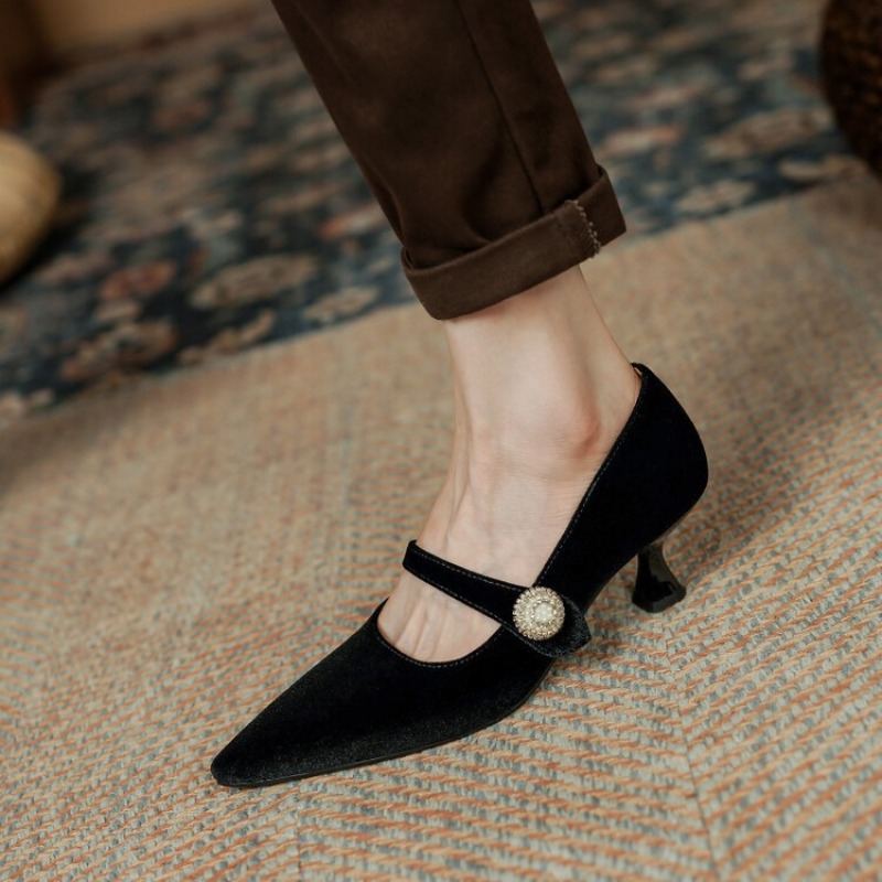 Vin rouge bout pointu Mary Jan - Women Shoes Size avis et prix